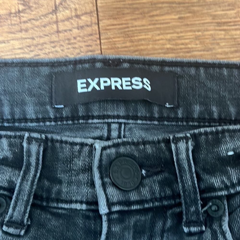 Express Women’s Black Denim Shortie High Rise Shorts Size 0 - Picture 5 of 9